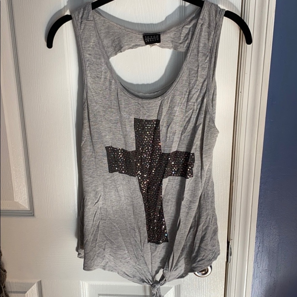 JOYCE LESLIE - studded cross top